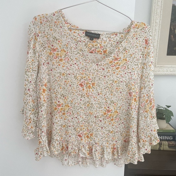Cynthia Rowley Floral Women's Top - Cream and Orange - Picture 1 of 8